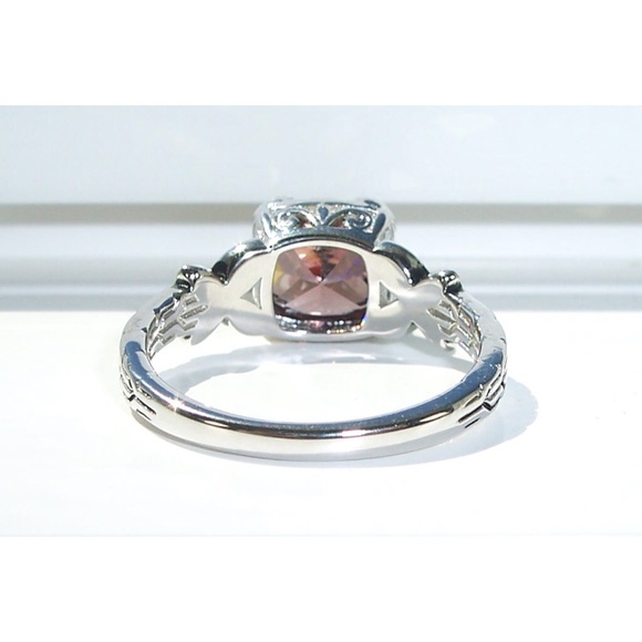 925 STERLING SILVER Chocolate Cubic Zirconia With Butterfly Sides Ring - Picture 12 of 16